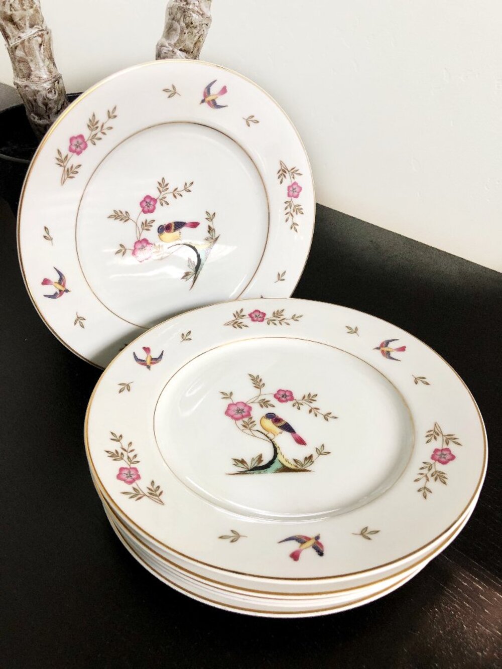 Berkeley House Fine China Set of 6 Salad Plates, Bird Pattern 4678